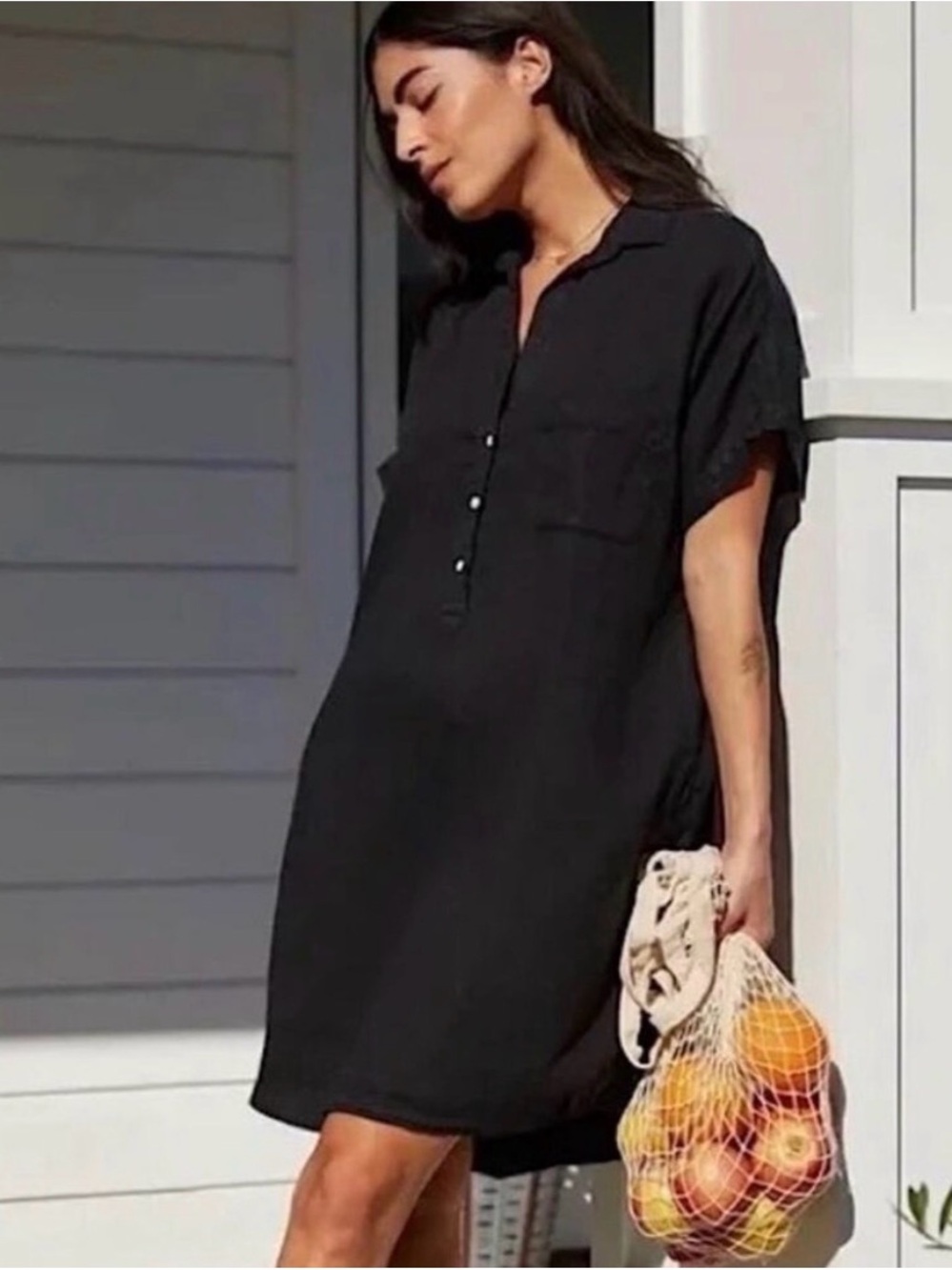 Grayson The Artist Short-Sleeve Ljnen Shirt Dress size 03/M